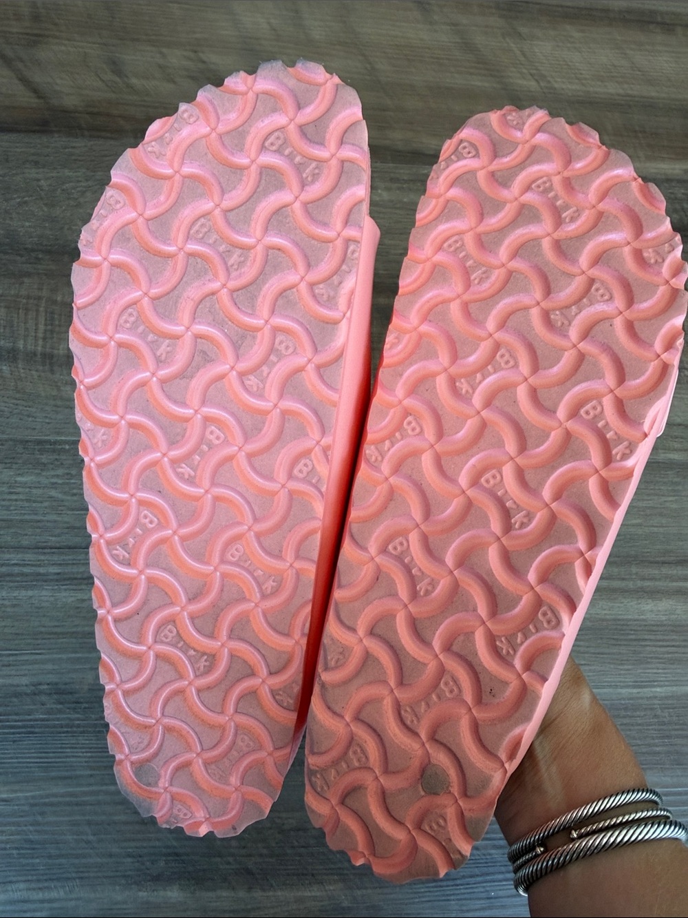Birkenstock Women’s Coral Pink Two-Strap EVA Sandals - Picture 3 of 6